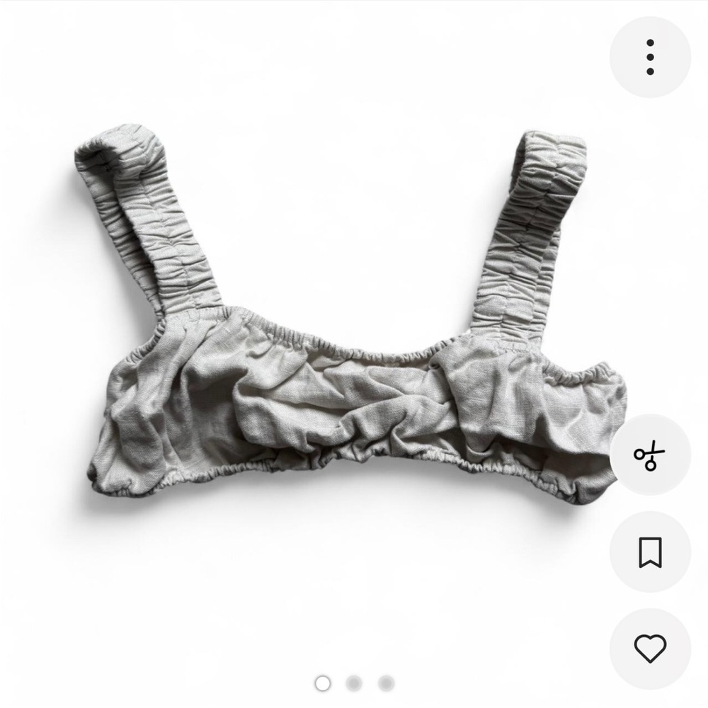 Urban Outfitters tan ruched linen crop top
